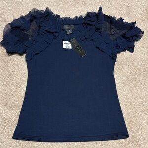 Gracia Midnight Blue Ruffle Blouse